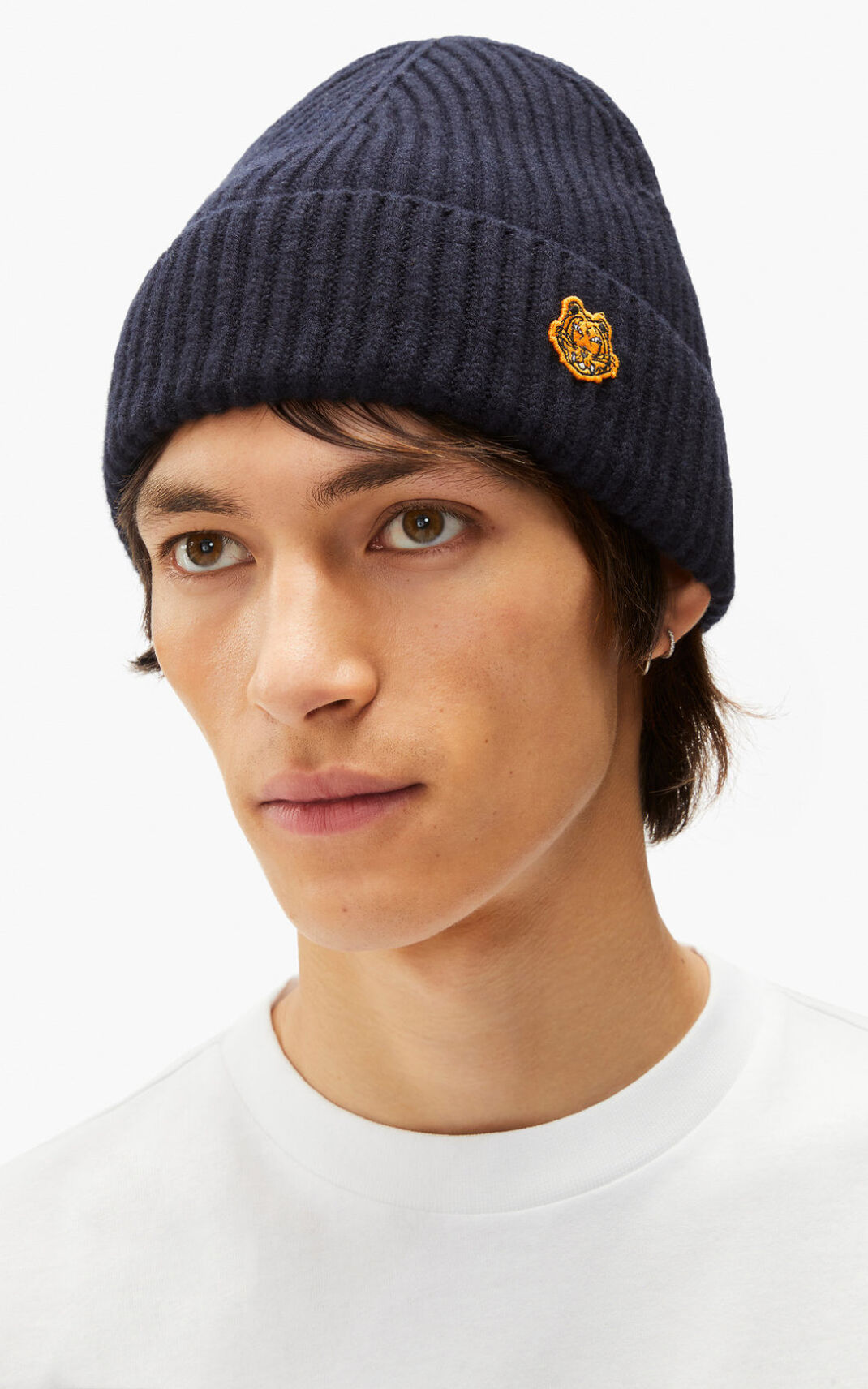 Kenzo Tiger Crest wool Beanie Blue For Mens 2594FQVSO